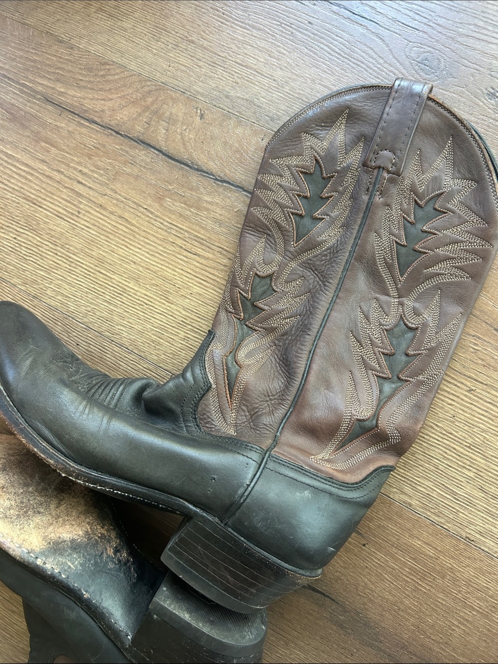 Dan Post Two-Tone Brown Leather Western Boots !! 8.5 D - Picture 5 of 12